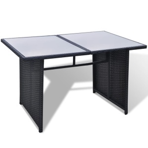 Set mobilier de grădină cu perne, 10 piese, negru, poliratan - Img 9