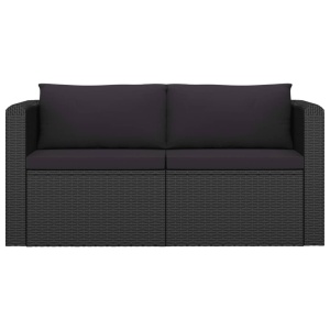 Set mobilier de grădină cu perne, 2 piese, negru, poliratan - Img 3