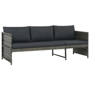 Set mobilier de grădină cu perne, 3 piese, gri, poliratan - Img 4
