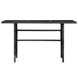 Set mobilier de grădină cu perne, 3 piese, gri, poliratan - Img 7