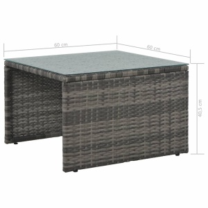 Set mobilier de grădină cu perne, 3 piese, gri, poliratan - Img 5