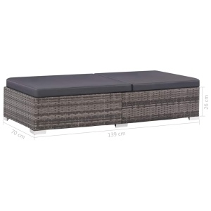 Set mobilier de grădină cu perne, 3 piese, gri, poliratan - Img 6