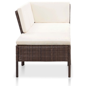 Set mobilier de grădină cu perne, 3 piese, maro, poliratan - Img 3