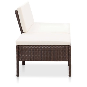Set mobilier de grădină cu perne, 3 piese, maro, poliratan - Img 3