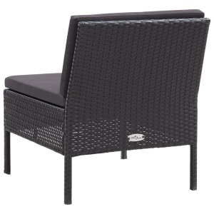 Set mobilier de grădină cu perne, 3 piese, negru, poliratan - Img 6
