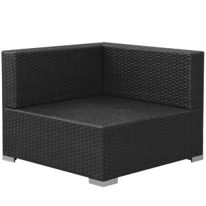Set mobilier de grădină cu perne, 3 piese, negru, poliratan - Img 5