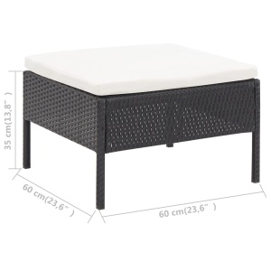 Set mobilier de grădină cu perne, 3 piese, negru, poliratan - Img 10