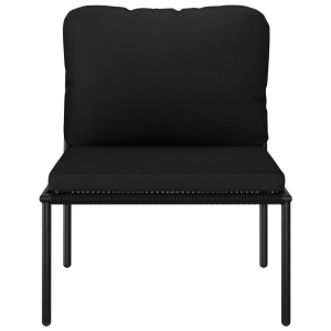 Set mobilier de grădină cu perne, 3 piese, negru, PVC - Img 7