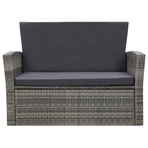 Set mobilier de grădină cu perne, 4 piese, gri, poliratan - Img 6
