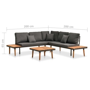 Set mobilier de grădină cu perne, 4 piese, lemn masiv de acacia - Img 6