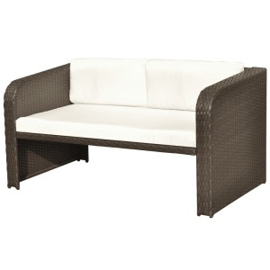 Set mobilier de grădină cu perne, 4 piese, maro, poliratan - Img 6