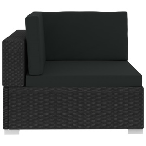 Set mobilier de grădină cu perne, 4 piese, negru, poliratan - Img 8