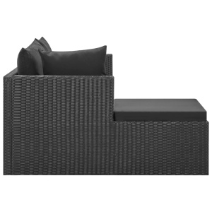 Set mobilier de grădină cu perne, 4 piese, negru, poliratan - Img 5