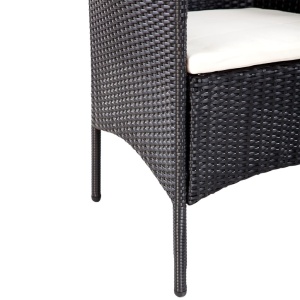 Set mobilier de grădină cu perne, 4 piese, negru, poliratan - Img 5