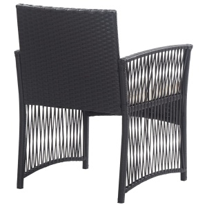 Set mobilier de grădină cu perne, 4 piese, negru, poliratan - Img 9