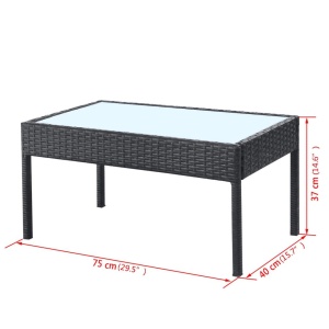 Set mobilier de grădină cu perne, 4 piese, negru, poliratan - Img 9