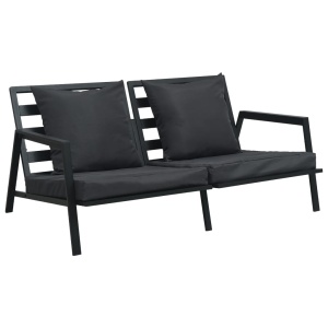 Set mobilier de grădină cu perne, 5 piese, gri inchis, aluminiu - Img 2