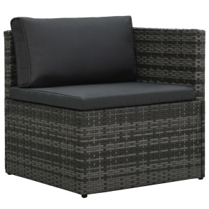 Set mobilier de grădină cu perne, 5 piese, gri, poliratan - Img 5
