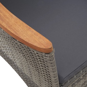 Set mobilier de grădină cu perne, 5 piese, gri, poliratan - Img 11