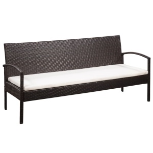 Set mobilier de grădină cu perne, 5 piese, maro, poliratan - Img 2