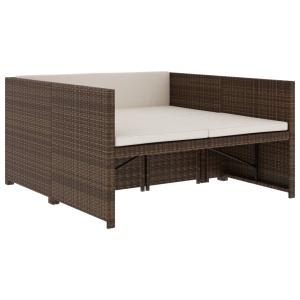Set mobilier de grădină cu perne, 5 piese, maro, poliratan - Img 11