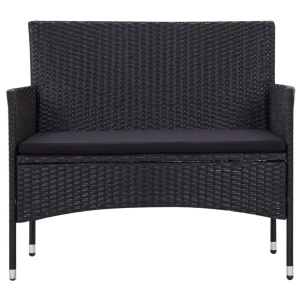 Set mobilier de grădină cu perne, 5 piese, negru, poliratan - Img 6