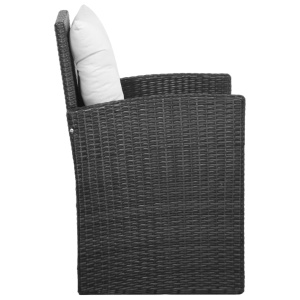 Set mobilier de grădină cu perne, 5 piese, negru, poliratan - Img 5