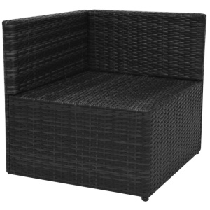 Set mobilier de grădină cu perne, 5 piese, negru, poliratan - Img 7
