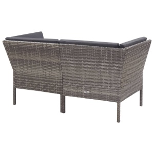 Set mobilier de grădină cu perne, 6 piese, gri, poliratan - Img 5