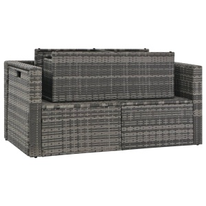 Set mobilier de grădină cu perne, 6 piese, gri, poliratan - Img 8
