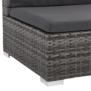 Set mobilier de grădină cu perne, 6 piese, gri, poliratan - Img 8