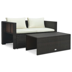 Set mobilier de grădină cu perne, 6 piese, maro, poliratan - Img 4