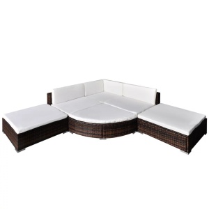 Set mobilier de grădină cu perne, 6 piese, maro, poliratan - Img 3
