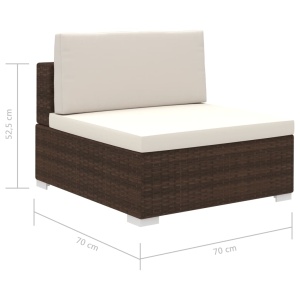 Set mobilier de grădină cu perne, 6 piese, maro, poliratan - Img 6