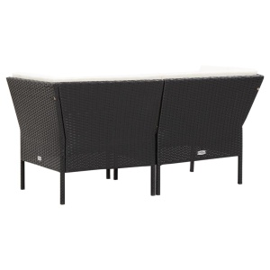 Set mobilier de grădină cu perne, 6 piese, negru, poliratan - Img 5