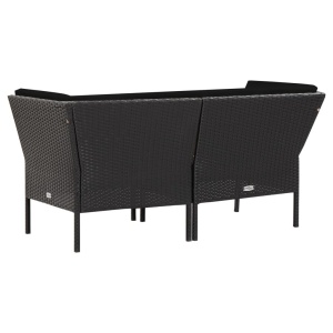 Set mobilier de grădină cu perne, 6 piese, negru, poliratan - Img 6