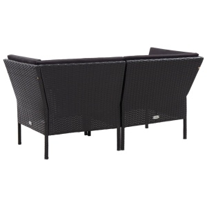 Set mobilier de grădină cu perne, 6 piese, negru, poliratan - Img 8