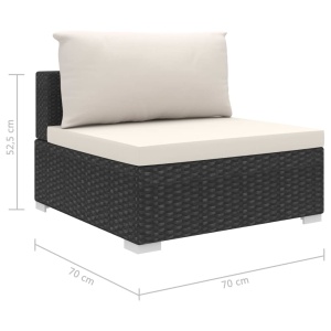Set mobilier de grădină cu perne, 6 piese, negru, poliratan - Img 7