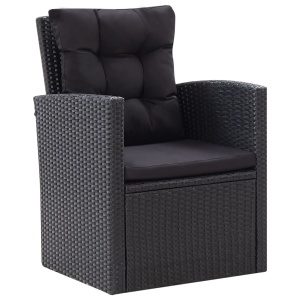 Set mobilier de grădină cu perne, 6 piese, negru, poliratan - Img 6