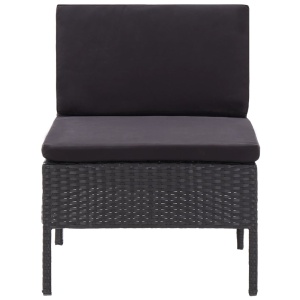 Set mobilier de grădină cu perne, 6 piese, negru, poliratan - Img 10