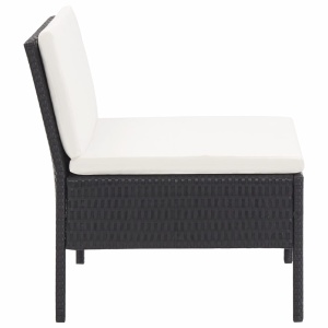 Set mobilier de grădină cu perne, 6 piese, negru, poliratan - Img 11