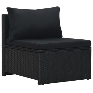 Set mobilier de grădină cu perne, 6 piese, negru, poliratan - Img 12