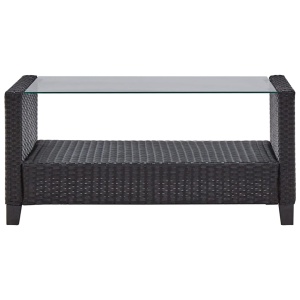 Set mobilier de grădină cu perne, 6 piese, negru, poliratan - Img 10
