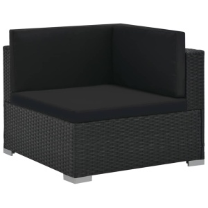 Set mobilier de grădină cu perne, 6 piese, negru, poliratan - Img 9