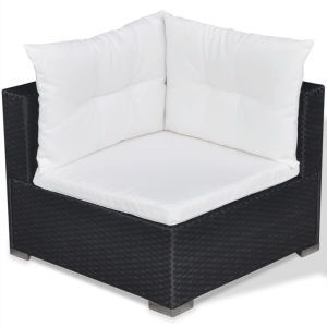 Set mobilier de grădină cu perne, 6 piese, negru, poliratan - Img 9