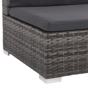 Set mobilier de grădină cu perne, 7 piese, gri, poliratan - Img 7