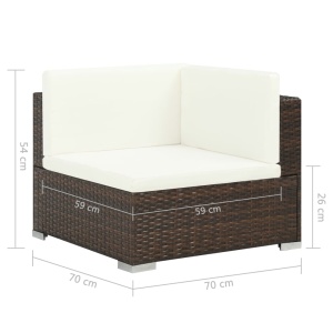 Set mobilier de grădină cu perne, 7 piese, maro, poliratan - Img 5
