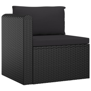 Set mobilier de grădină cu perne, 7 piese, negru, poliratan - Img 4