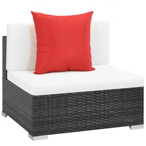 Set mobilier de grădină cu perne, 7 piese, negru, poliratan - Img 3