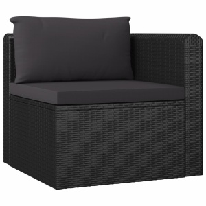 Set mobilier de grădină cu perne, 7 piese, negru, poliratan - Img 8